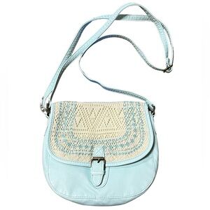 Baby Blue Purse with Knit Detail